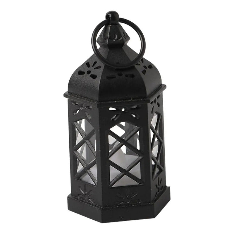 Linterna De Farol Con Vela Retro Negro - Estilo Vintage