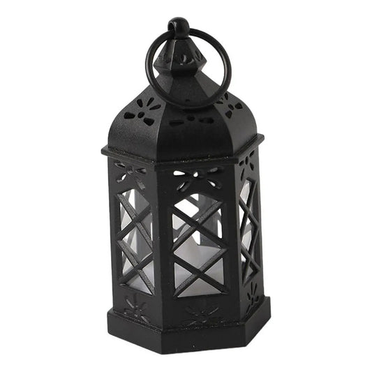 Linterna De Farol Con Vela Retro Negro - Estilo Vintage