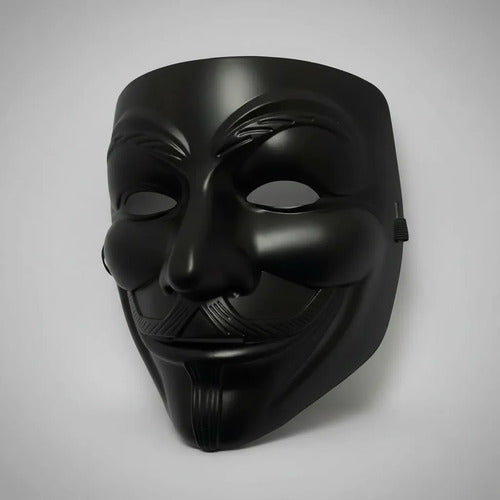 Máscara V De Vendetta Anonymous Disfraz Halloween Negra Negro