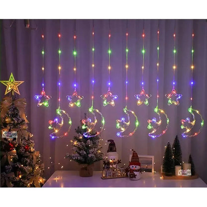 Cortina de Luces de Navidad Lunas y Estrellas 3m Multicolor