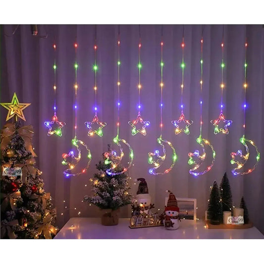 Cortina de Luces de Navidad Lunas y Estrellas 3m Multicolor