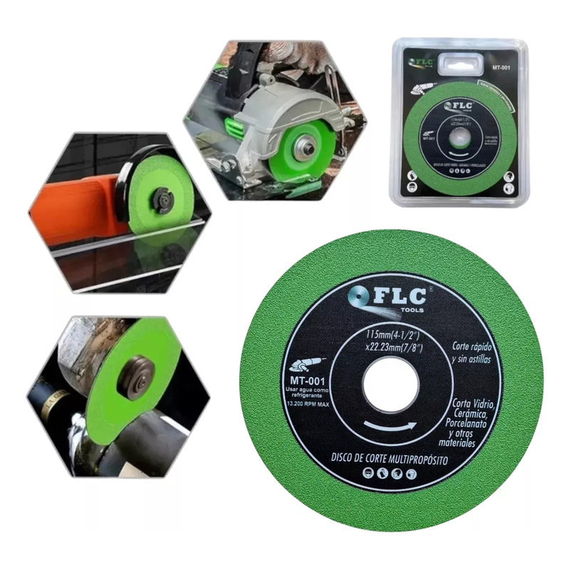 Disco de Corte Diamante para Vidrio y Mármol 115mm Verde