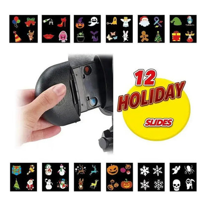 Proyector de Luces Navideñas y Festivas con 12 Diapositivas