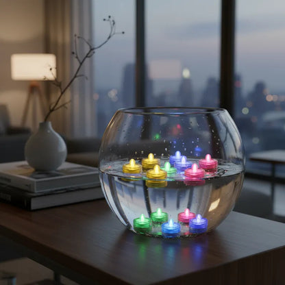 Set de 12 Velas LED Sumergibles para Decoración del Hogar