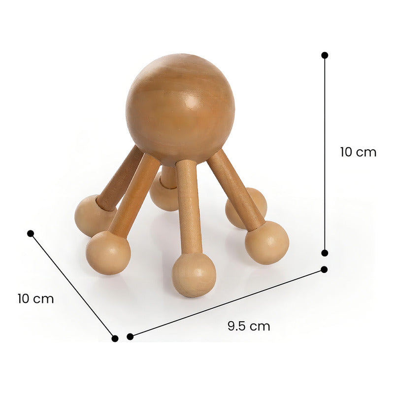 Masajeador de Madera Portátil en Forma de Pulpo