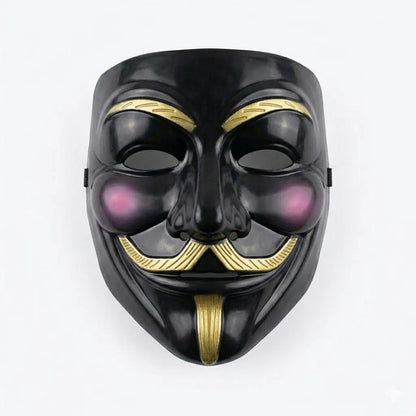 Máscara V De Vendetta Anonymous Halloween Negra Dorada Disponible