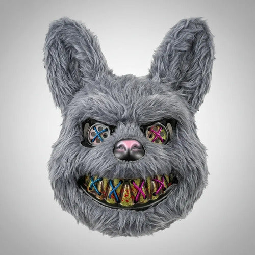 Máscara Conejo Led Asesino Terror Halloween Disfraz Gris Oscuro