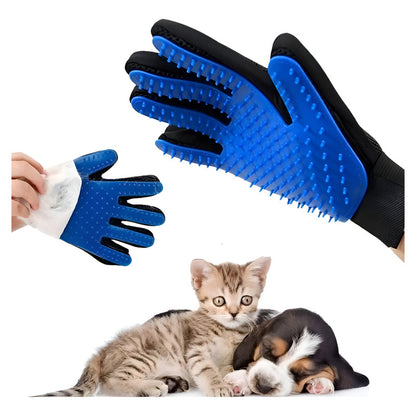 Guante Masajeador de Silicona para Mascotas - Azul