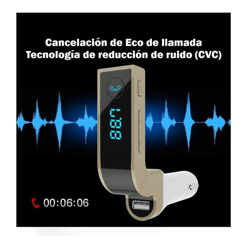 Receptor Bluetooth Cargador USB Auto FM Manos Libres CARG7