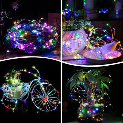 Luces Decorativas de Alambre de 10 m con Panel Solar para Navidad