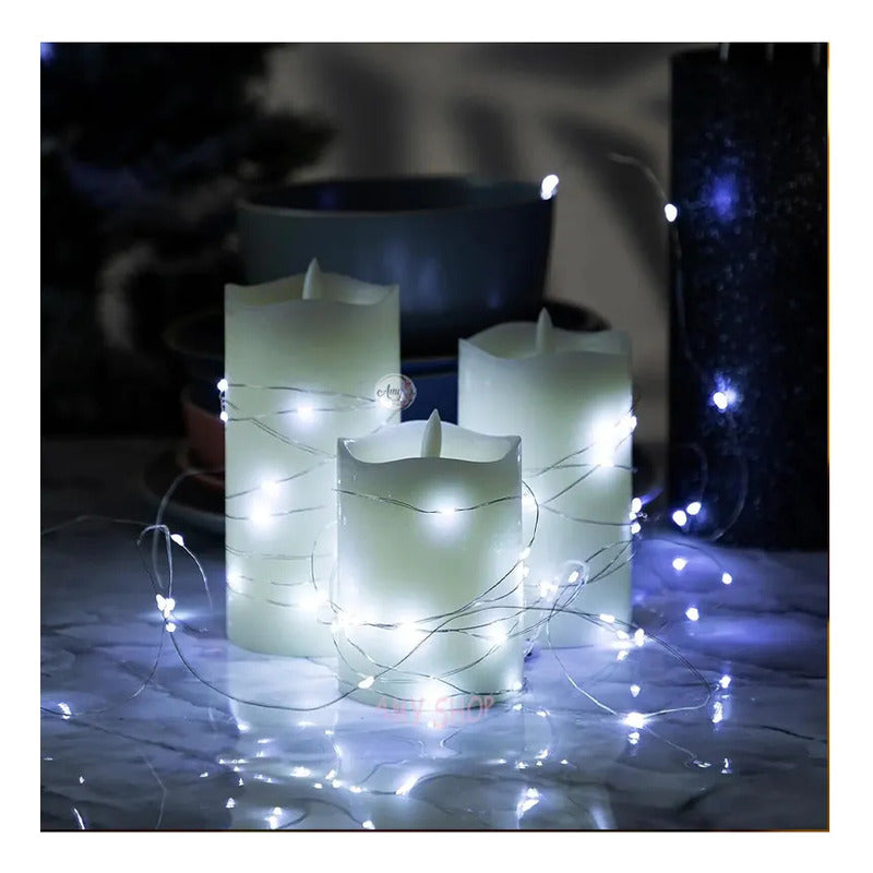 Luces Decorativas de Alambre de 10 m con Panel Solar para Navidad