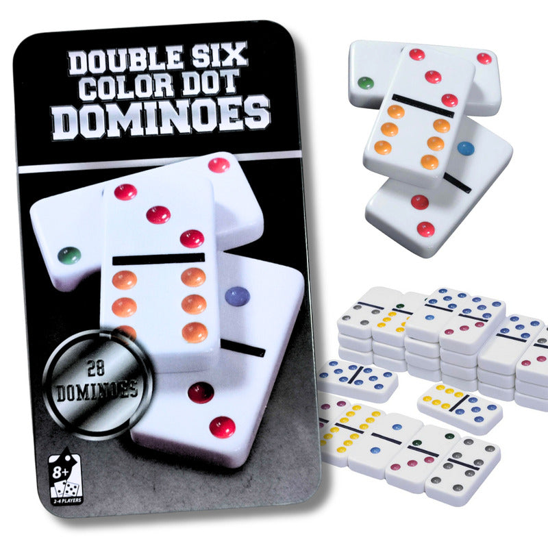 Dominó Clásico Doble 6 - Juego de Mesa con Estuche Metálico