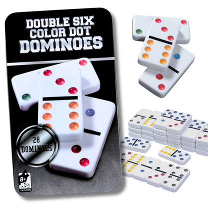 Dominó Clásico Doble 6 - Juego de Mesa con Estuche Metálico