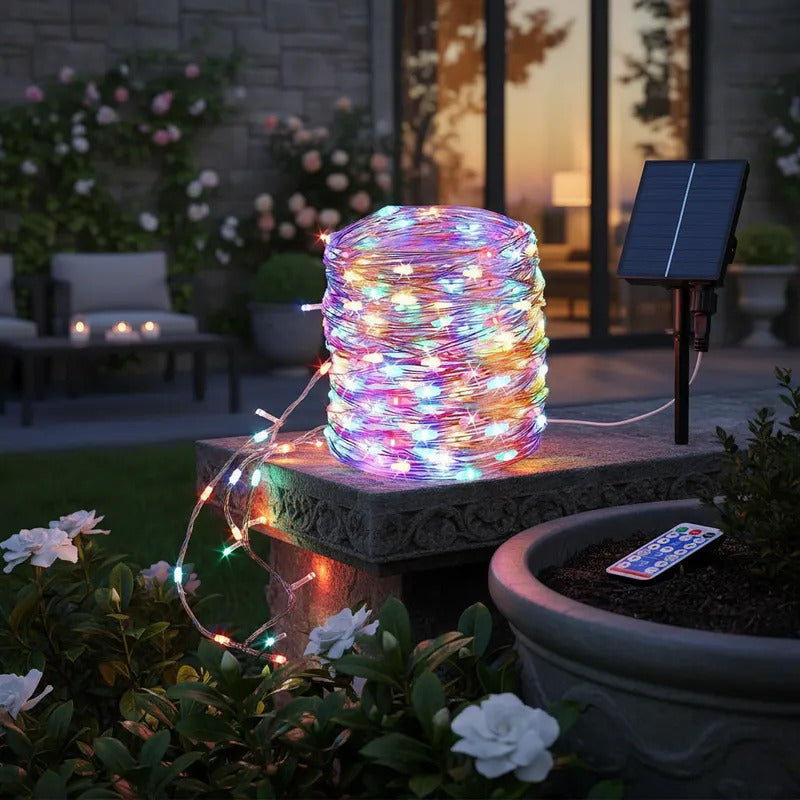 Luces Navideñas Solares Lineales 300 LED para Exterior