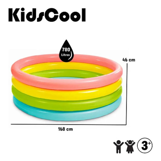 Piscina Inflable Redonda 4 Aros Multicolor 1.68m x 46cm
