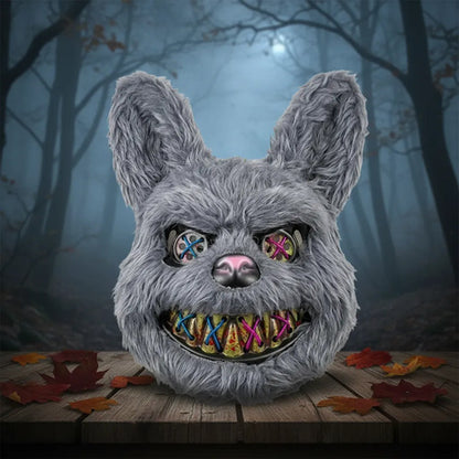 Máscara Conejo Led Asesino Terror Halloween Disfraz Gris Oscuro