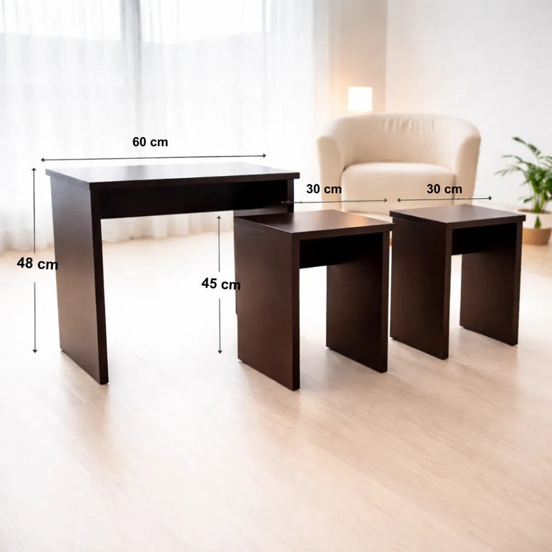 Set 3 Mesas De Noche Wengue - Estilo y Funcionalidad