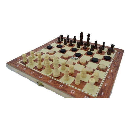 Tablero 3 En 1: Ajedrez, Damas y Backgammon