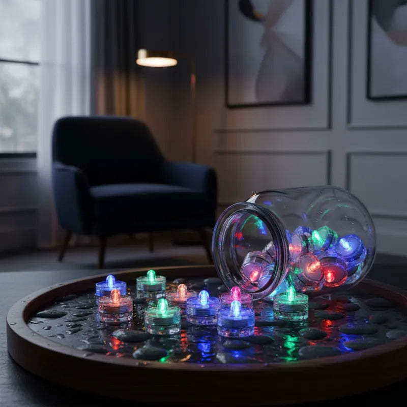 Set de 12 Velas LED Sumergibles para Decoración del Hogar
