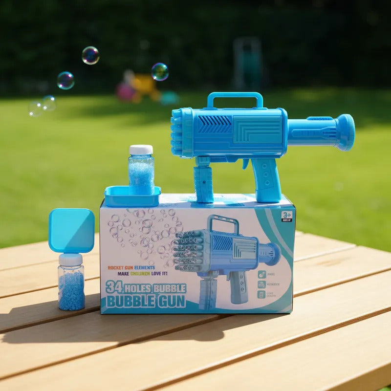 Pistola De Burbujas Juguete Para Niños Con 34 Agujeros