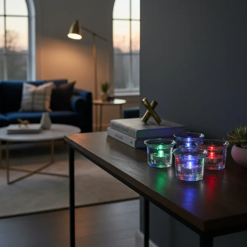 Set de 12 Velas LED Sumergibles para Decoración del Hogar