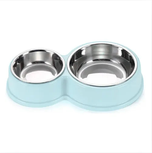 Comedero Doble Antideslizante Para Perros Y Gatos Con Tazones De Acero Inoxidable