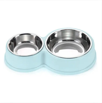 Comedero Doble Antideslizante Para Perros Y Gatos Con Tazones De Acero Inoxidable