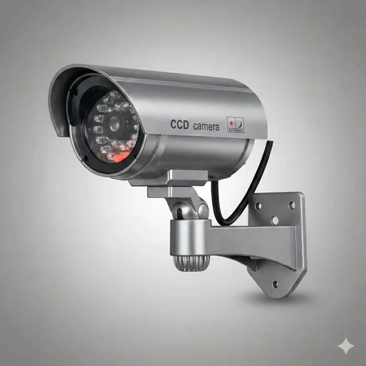 Cámara de Seguridad Dummy con Luz LED Negra para Disuasión