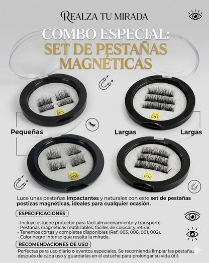 Combo Set Pestañas Postizas Magnéticas Reutilizables