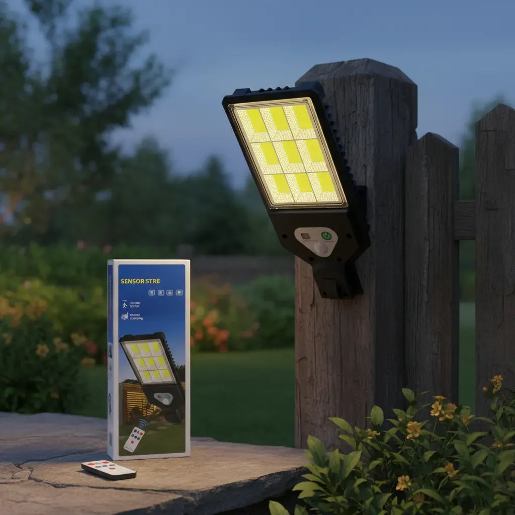 Lámpara Solar LED Exterior con Sensor y Control Remoto