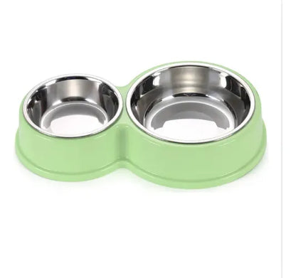 Comedero Doble Antideslizante Para Perros Y Gatos Con Tazones De Acero Inoxidable