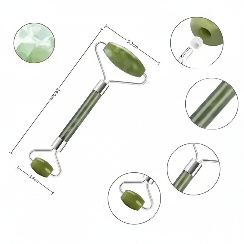 Combo Masajeador Rodillo Facial Jade Y Luna Facial