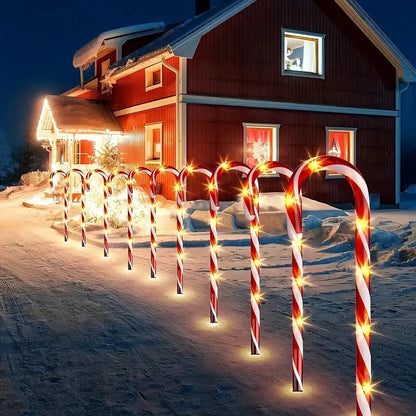 Bastones Navideños Luces Solares Decorativas Jardín