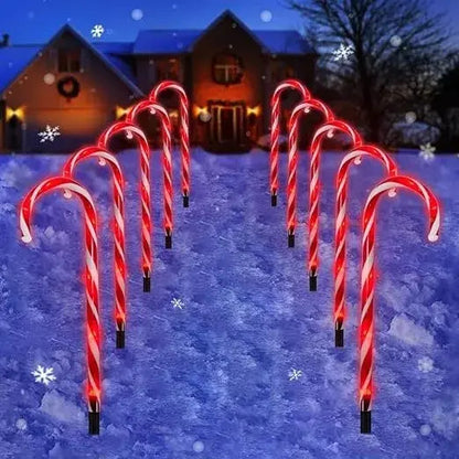 Bastones Navideños Luces Solares Decorativas Jardín