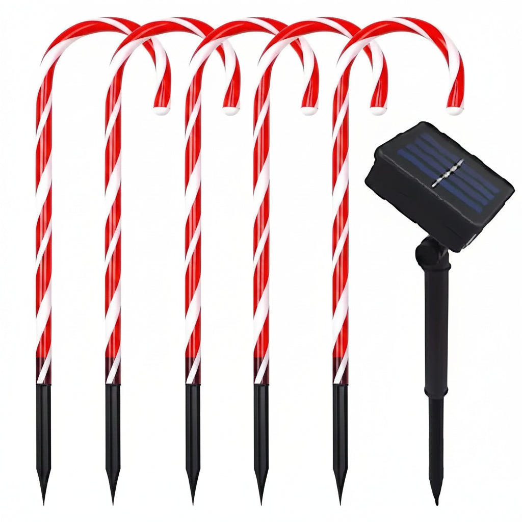 Bastones Navideños Luces Solares Decorativas Jardín
