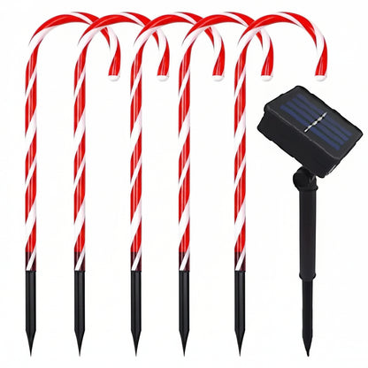 Bastones Navideños Luces Solares Decorativas Jardín