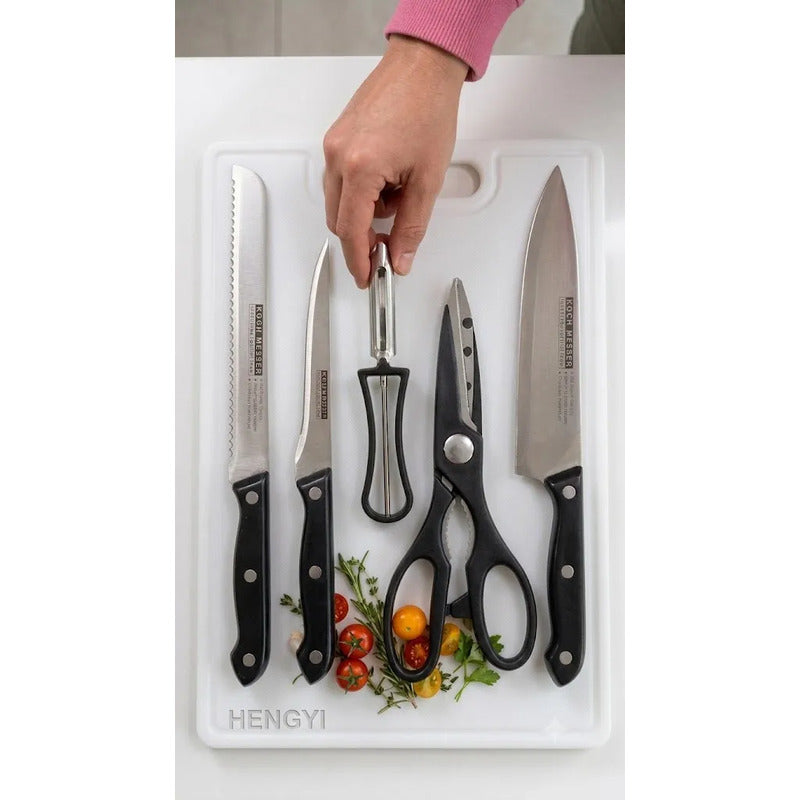 Set de Cocina Completo con Tabla y Cuchillos Profesionales