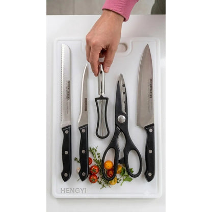 Set de Cocina Completo con Tabla y Cuchillos Profesionales