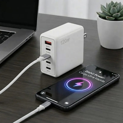 Cargador Multipuerto 5 en 1 + Cable USB-C a USB-C de 1 Metro