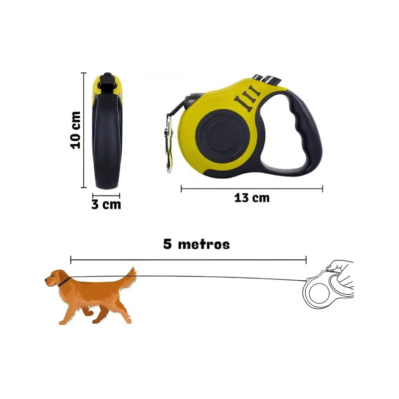 Correa Retráctil Automática para Perros y Gatos 5M