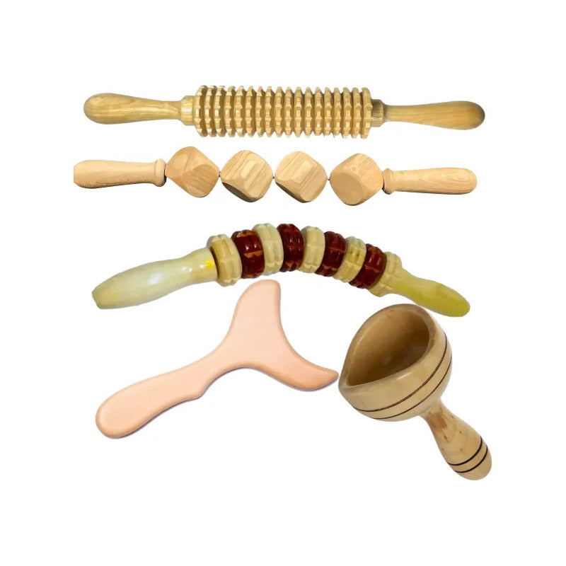 Kit Maderoterapia 5 Piezas para Masajes Corporales