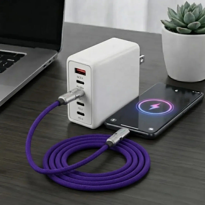 Cargador Multipuerto 5 en 1 + Cable de Carga 4 en 1 de 1 M