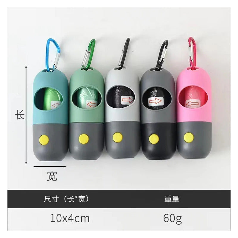Dispensador Portátil De Bolsas Para Paseo De Perros con linterna