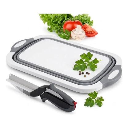 Combo Tabla Picar Plegable 3 en 1 y Cuchillo Tijera
