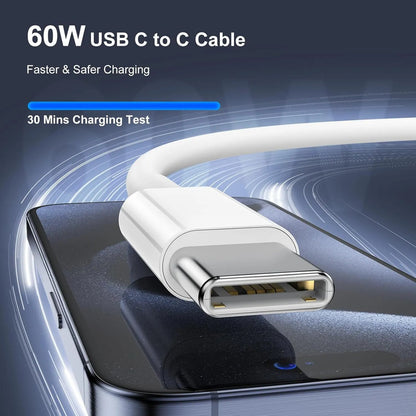 Cable USB-C a USB-C 60W Carga Rápida PD Trenzado en Nylon