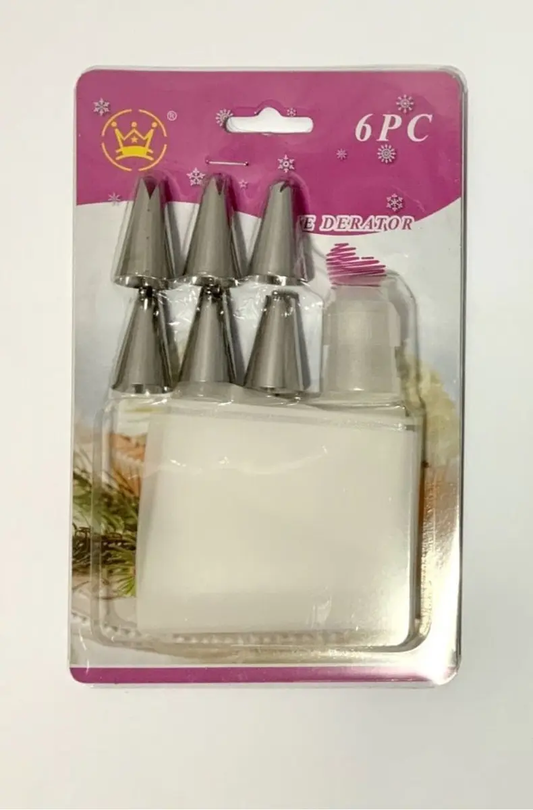 Manga Pastelera de Silicona con 6 Boquillas de Acero Inoxidable