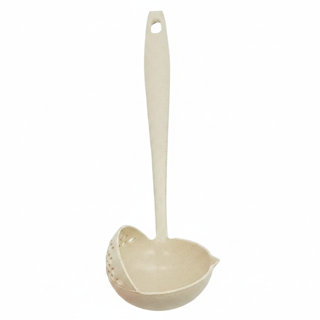Cucharón Colador De Plástico Cocina Beige Multifuncional