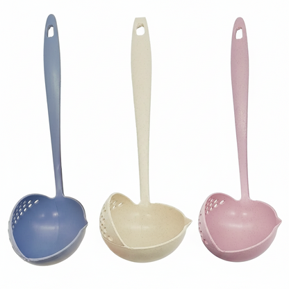 Cucharón Colador De Plástico Cocina Beige Multifuncional