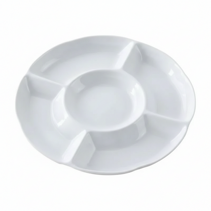 Plato Redondo Mediano para Pasabocas con 5 Divisiones