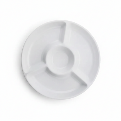 Plato Redondo Mediano para Pasabocas con 5 Divisiones